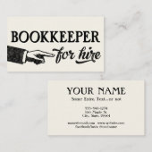 Bookkeeper Cartes de visite - N'importe quelle cou (Devant / Derrière)