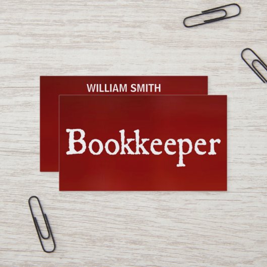 Bookkeeper Red Carte de visite (Devant/Arrière en situation)