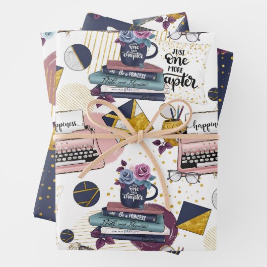 booklover-patroon inpakpapier vel (In situ)