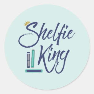 Booklover Shelfie King Ronde Sticker