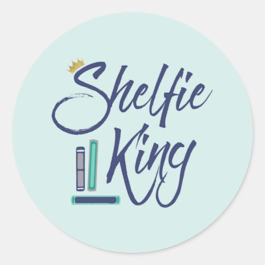 Booklover Shelfie King Ronde Sticker (Voorkant)