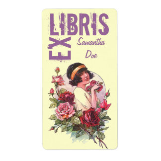 Bookplate Rozen Flapper Naam Tag Dit boek behoort Etiket