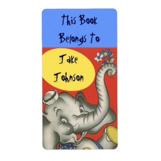 Bookplate Schattigee olifant naam boek label behoo