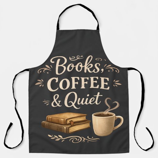 Books, Coffee & Quiet – Dark Academia Book Lover Schort (Voorkant)