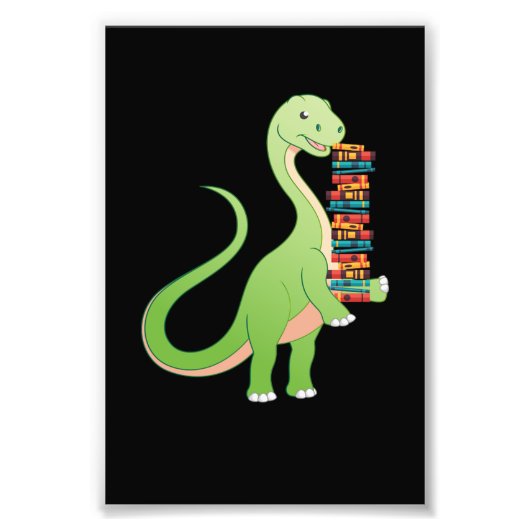Books Dino Reading Book Literature Foto Afdruk (Voorkant)