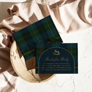 Books for Baby Card Classic Polo Dark Green Plaid Informatiekaartje