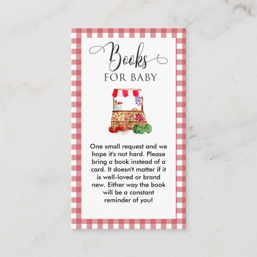 Books for Baby Locally Grown Baby Shower Gingham Informatiekaartje (Voorkant)