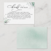 Books for Baby Silver Greenery Request Card Informatiekaartje (Voorkant / Achterkant)