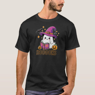 Books Ghost Books Halloween Reading Librarian Tea T-shirt