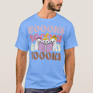 Books Groovy Cute Ghost Book Retro Reading Hallo T-shirt