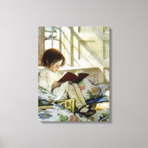 "Books in Winter" van Jessie Willcox Smith Canvas Afdruk