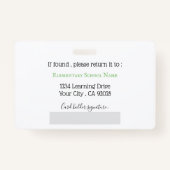 Books Kindergarten Teacher White Photo ID Badge (Dos)