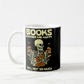 Books Make Me Happy Skeleton Read Reading Libraria Koffiemok (Links)