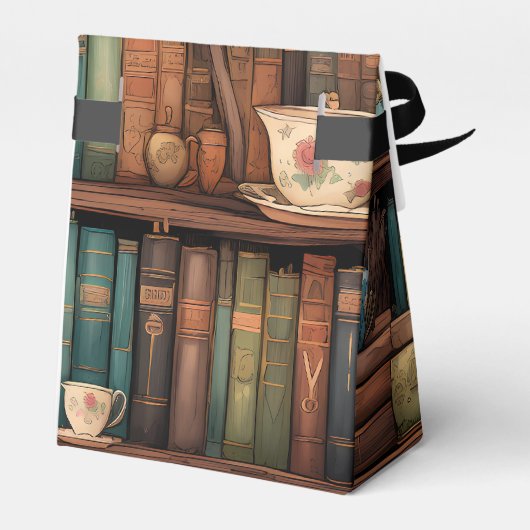 Books, Teapots and Plants on Shelves  Bedankdoosjes (Achterkant)