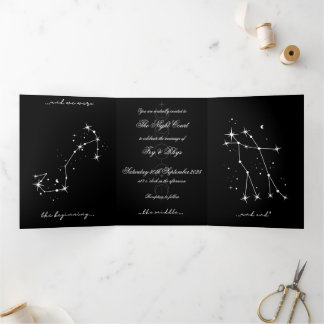  BookTok Romantacy Wedding Invite - Scorpio/Gemini Drieluik Uitnodiging