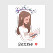 Booktrovert fille classique autocollant (Feuille)