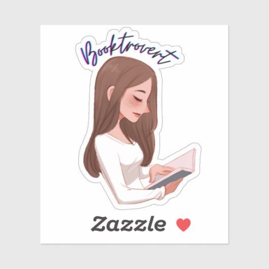 Booktrovert fille classique autocollant (Feuille)