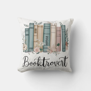 Booktrovert gepersonaliseerde waterverf boeken op kussen