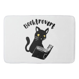 Booktrovert kat met boek badmat