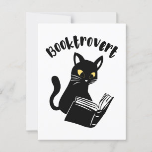 Booktrovert kat met boek briefkaart