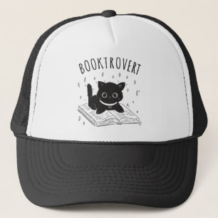 Booktrovert kat met boek en sterren trucker pet