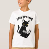 Booktrovert kat met boek t-shirt (Voorkant)