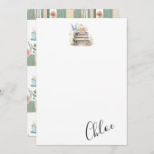 Bookworm aangepaste naam notitiekaartje (Voorkant / Achterkant)