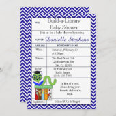 Bookworm Baby Shower Invitations Boy Kaart (Voorkant / Achterkant)