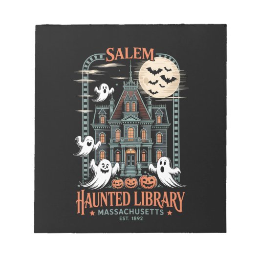 Bookworm Halloween Shirt Haunted Library Notitieblok (Voorkant)