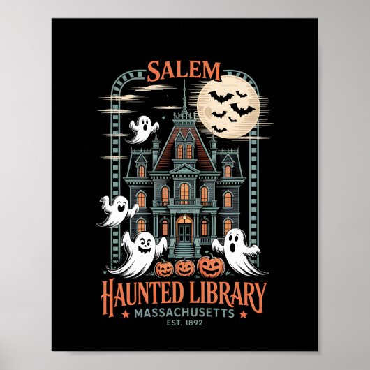 Bookworm Halloween Shirt Haunted Library Poster (Voorkant)
