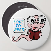 BOOKWORM "LOVE TO READ" RONDE BUTTON 6,0 CM (Voorkant /achterkant)