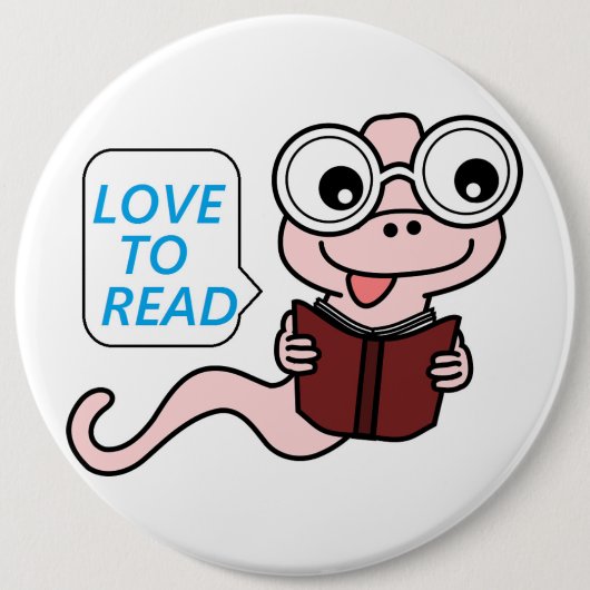 BOOKWORM "LOVE TO READ" RONDE BUTTON 6,0 CM (Voorkant)