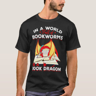 Bookworm Mythical Creater Reading Book Dragon T-shirt