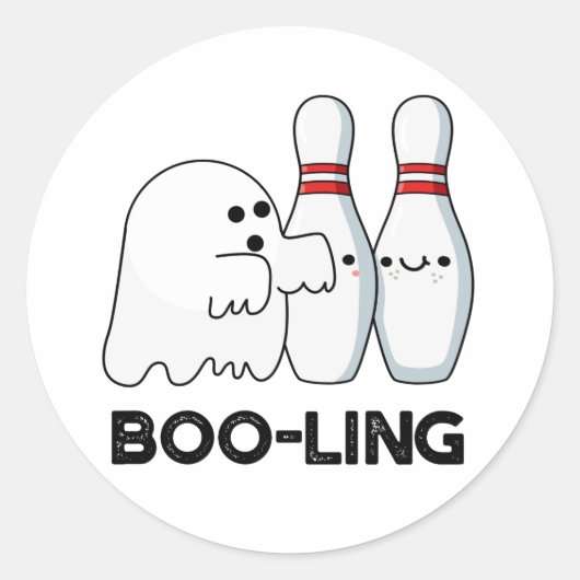Booling Cute Halloween Bowling Ghost Pun Ronde Sticker (Voorkant)