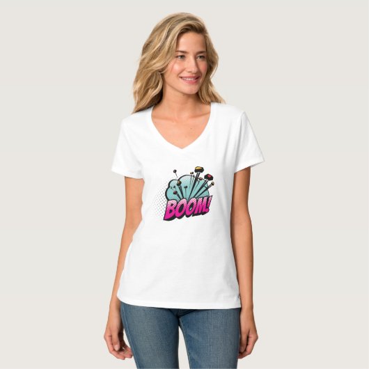 Boom Art Design femmes, s Basic V-neck T-shirt (Devant entier)