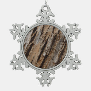 Boom Bark I Natuurlijk Abstract getextureerd ontwe Tin Sneeuwvlok Ornament