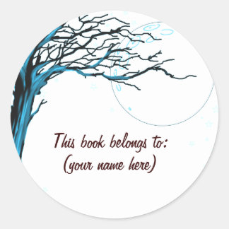 Boom, blauw ronde sticker