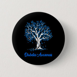 Boom Blauwe Lint Diabetes Bewustzijn Ronde Button 5,7 Cm