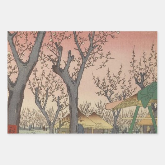 Boom bloesems pruimentuin Japans Inpakpapier Vel (Voorkant)