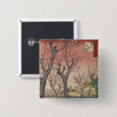 Boom bloesems pruimentuin Japans Vierkante Button 5,1 Cm (Voorkant /achterkant)