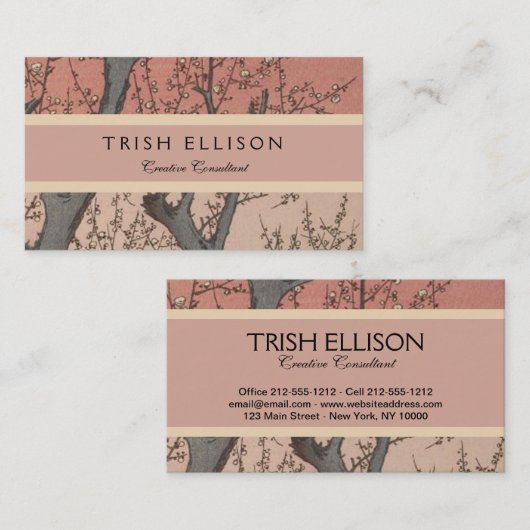 Boom bloesems pruimentuin Japans Visitekaartje (Voorkant / Achterkant)