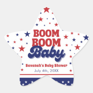 Boom Boom Baby 4 juli Patriottisch Baby shower Ster Sticker