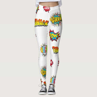 Boom Boom Pow Comical Expressions-Leggings Leggings