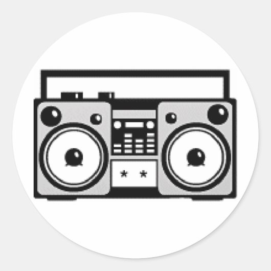 Boom Box Ronde Sticker (Voorkant)