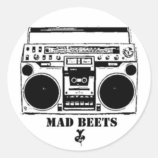 Boom Box Ronde Sticker (Voorkant)
