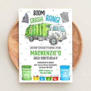 Boom Crash Bang Vuilniswagen Jongen Verjaardagsfee Kaart