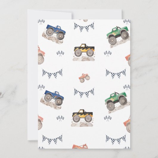 Boom Crash Monster Camion Invitation Anniversaire (Dos)