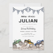 Boom Crash Monster Truck Birthday Invitation (Devant)