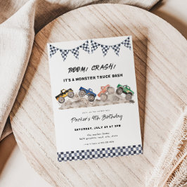 Boom Crash Monster Truck Verjaardag Uitnodiging