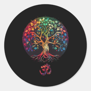 Boom Des Levens Met Om Symbool Yoga Ronde Sticker